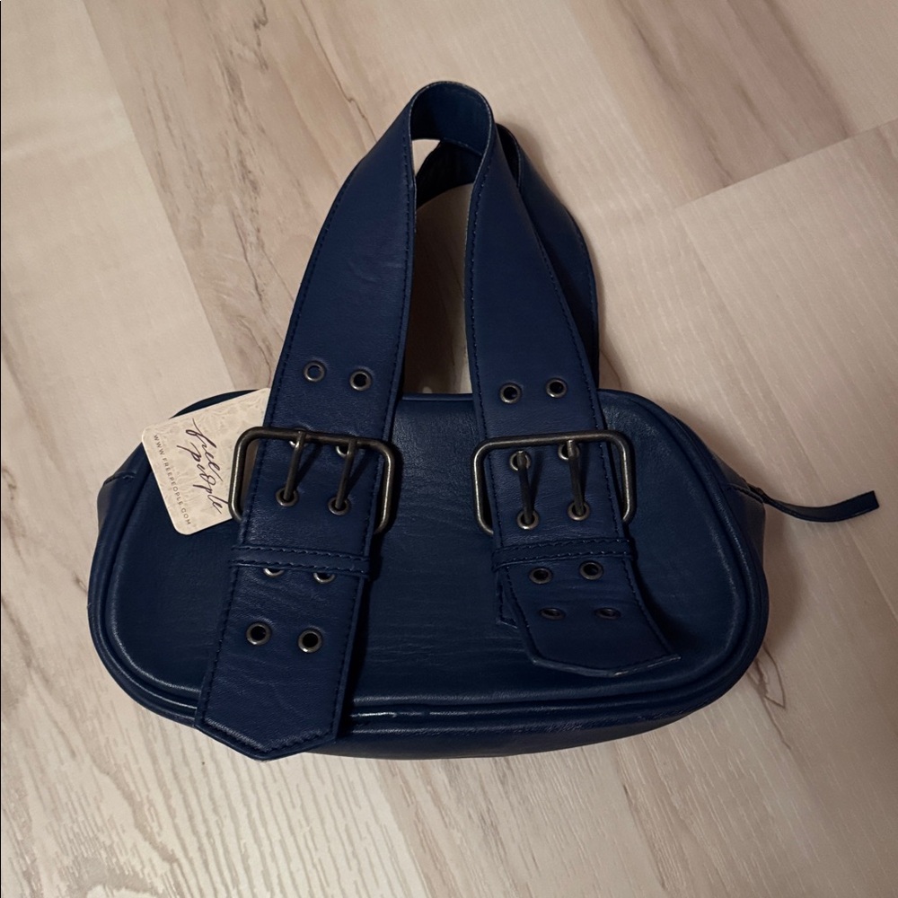 Free people blue leather say yes purse